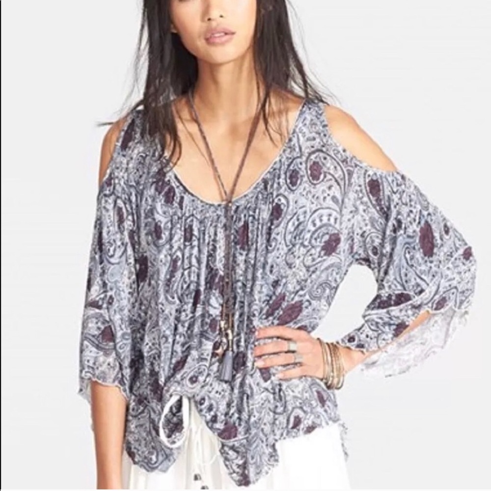 FREE PEOPLE Cold Shoulder Bell Sleeve Swing Boho